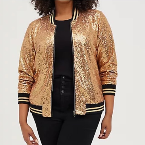 torrid Jackets & Blazers - 🔥Torrid Sequin Bomber Jacket Gold-1 Left!